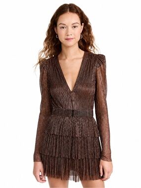 Sabrina Musayev Carry Mini Dress Bronze Event Sexy Cocktail Wedding Womens M